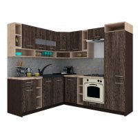 Bucatarie de Colt COSSY NEW ST. 200-230, Wenge / Decor 7648